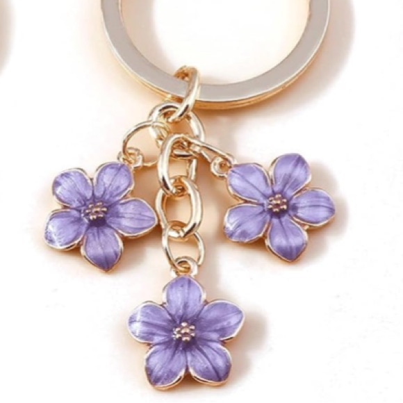 🌹Gold and Purple Floral Keychain - Picture 3 of 3